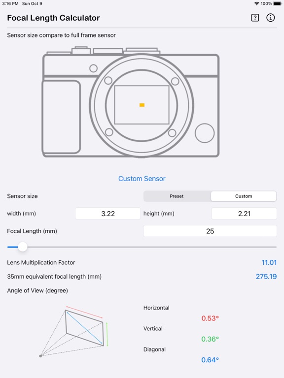 Focal_Length_Calculator iPadOS App Screenshot 6