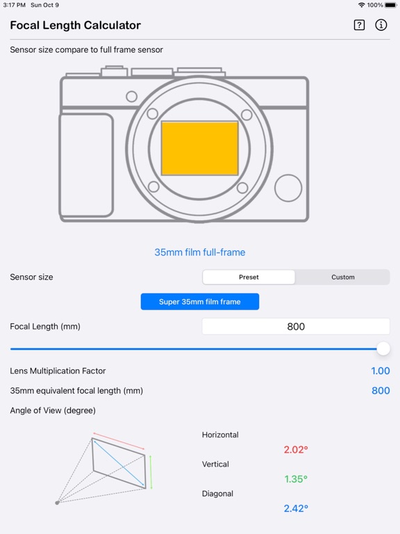 Focal_Length_Calculator iPadOS App Screenshot 8