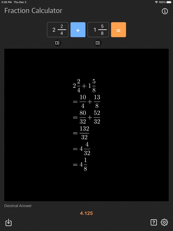 Fraction_Calculator_Math iPadOS App Screenshot 1