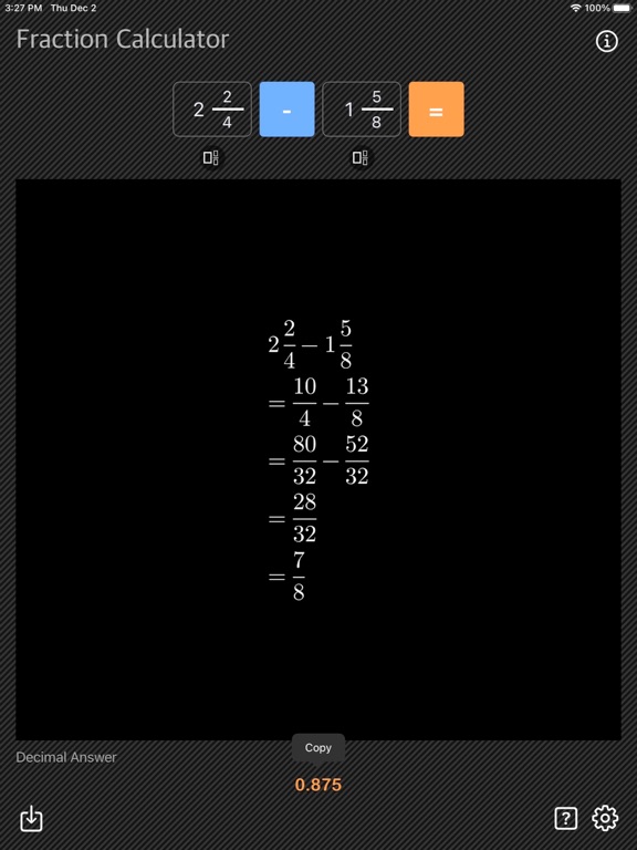 Fraction_Calculator_Math iPadOS App Screenshot 3