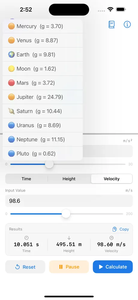 Free_Fall_Calculator iOS App Screenshot 3