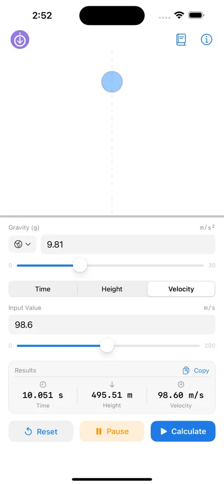 Free_Fall_Calculator iOS App Screenshot 4