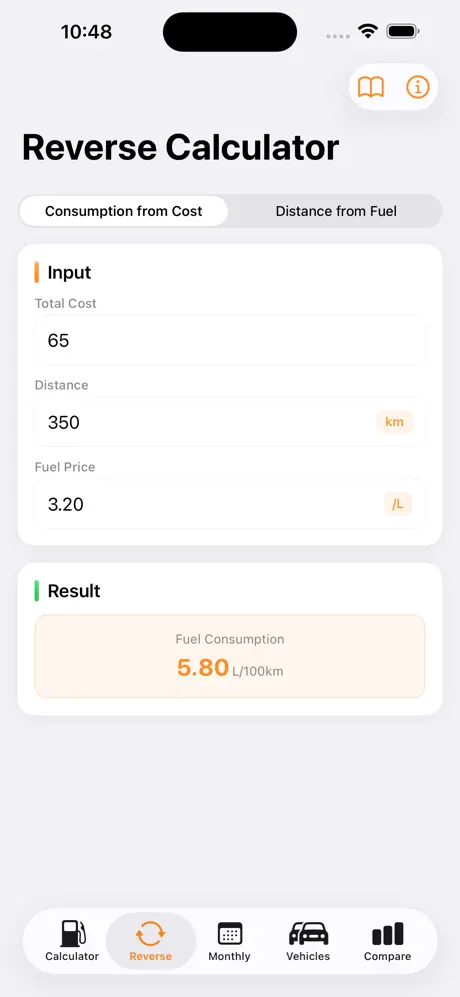 Fuel_Cost_Calc iOS App Screenshot 3
