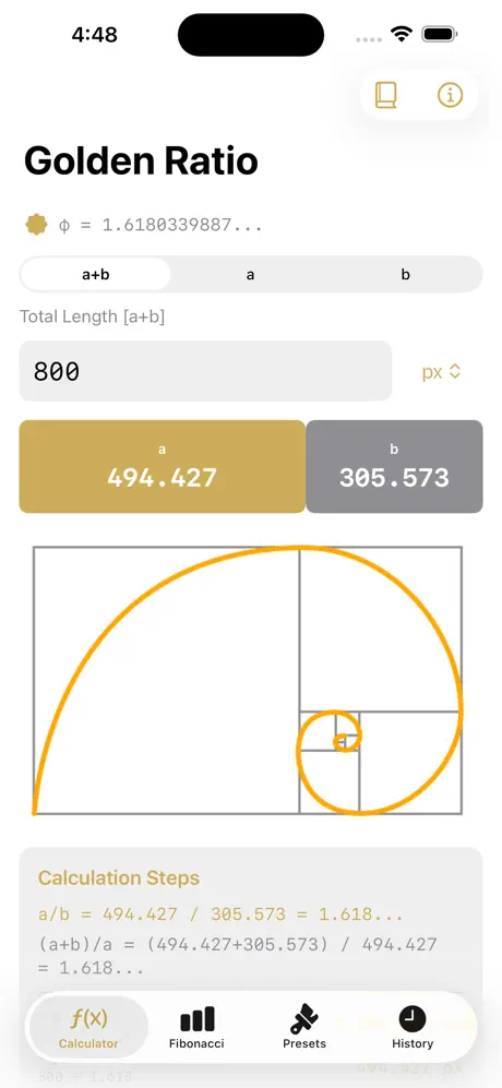 Golden_Ratio_Calculator_Plus iOS App Screenshot 1