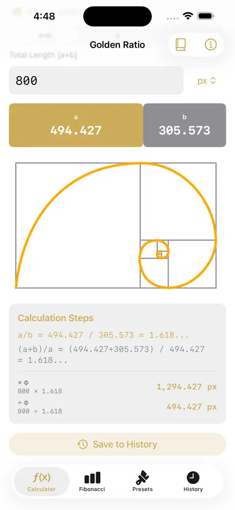 Golden_Ratio_Calculator_Plus iOS App Screenshot 2