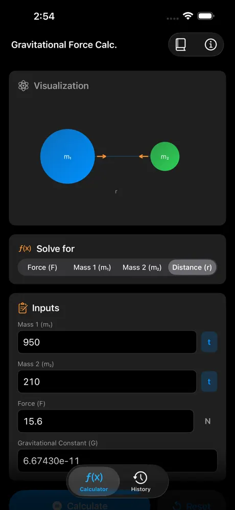 Gravitational_Force_Calculator iOS App Screenshot 6