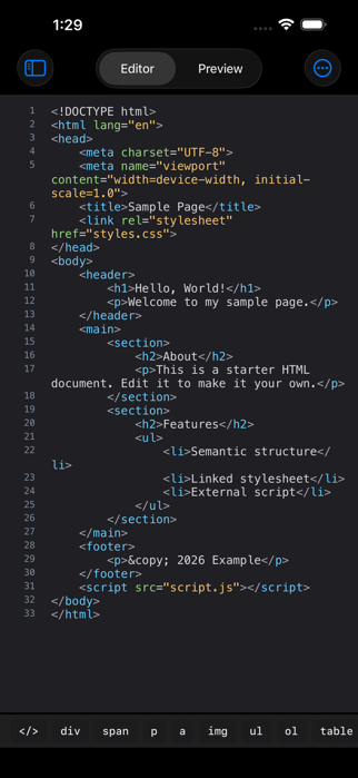 Html_Editor_Plus iOS App Screenshot 1