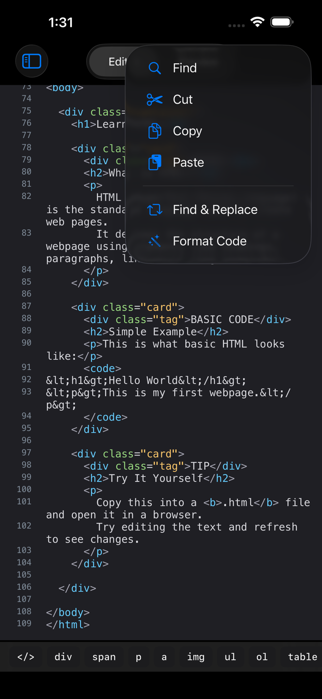 Html_Editor_Plus iOS App Screenshot 4