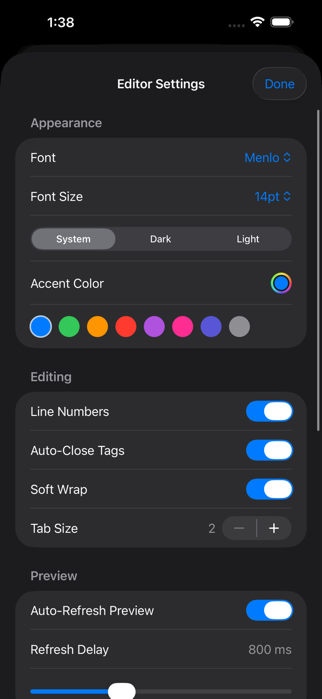 Html_Editor_Plus iOS App Screenshot 6