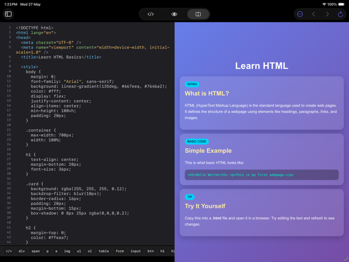 Html_Editor_Plus iPadOS App Screenshot 2