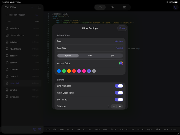 Html_Editor_Plus iPadOS App Screenshot 5