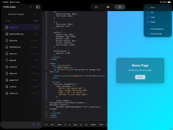 Html_Editor_Plus iPadOS App Screenshot 7