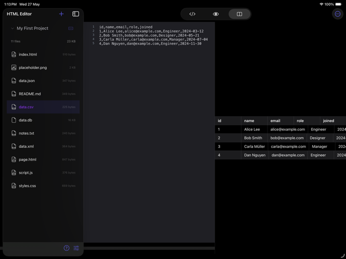 Html_Editor_Plus iPadOS App Screenshot 8