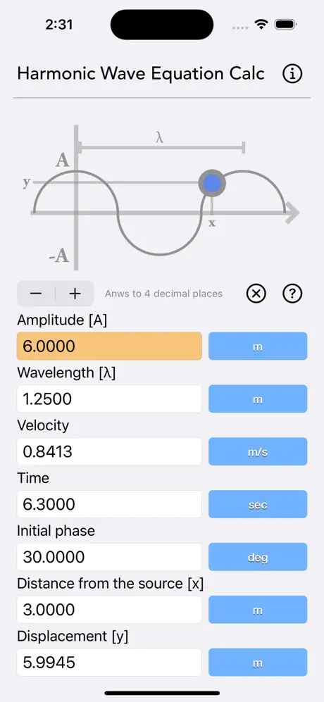 Harmonic_Wave_Equation_Calc iOS App Screenshot 1