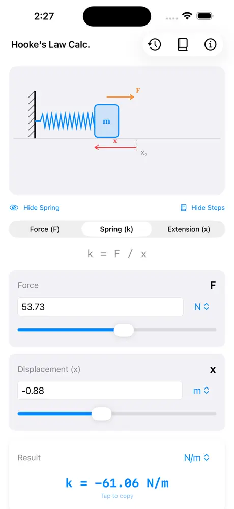 Hooke_Law_Calculator iOS App Screenshot 3