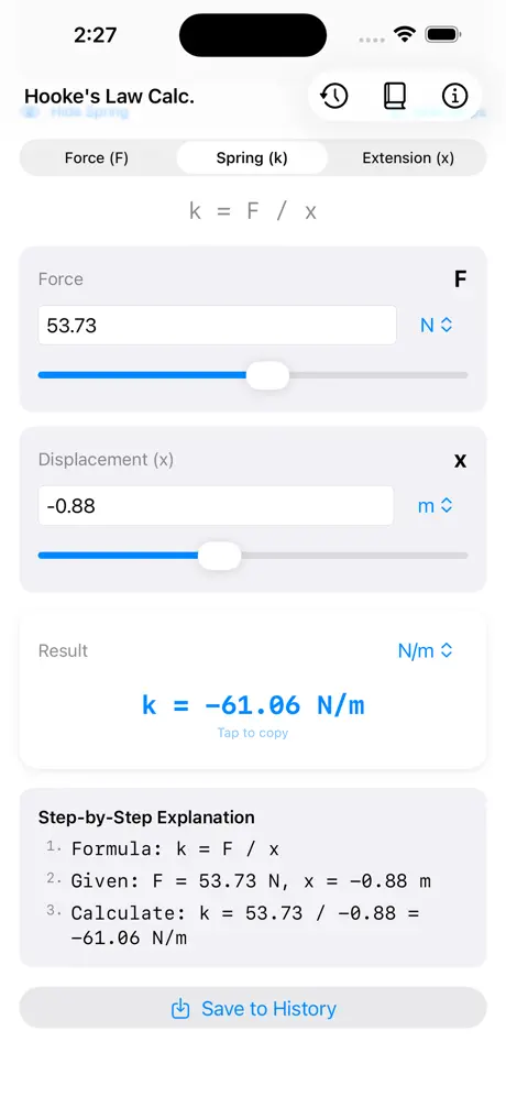Hooke_Law_Calculator iOS App Screenshot 4