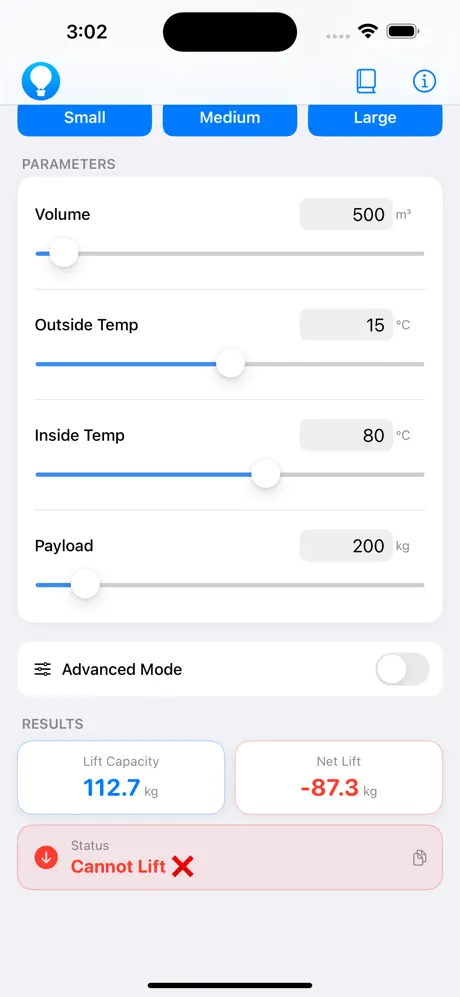 Hot_Air_Balloon_Lift_Calc iOS App Screenshot 6
