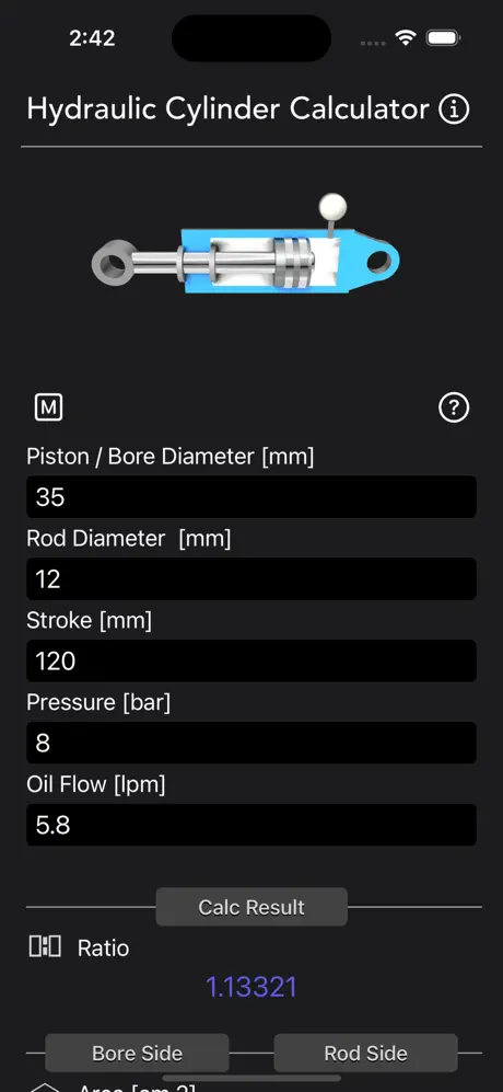 Hydraulic_Cylinder_Calc iOS App Screenshot 6