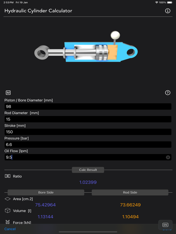 Hydraulic_Cylinder_Calc iPadOS App Screenshot 11