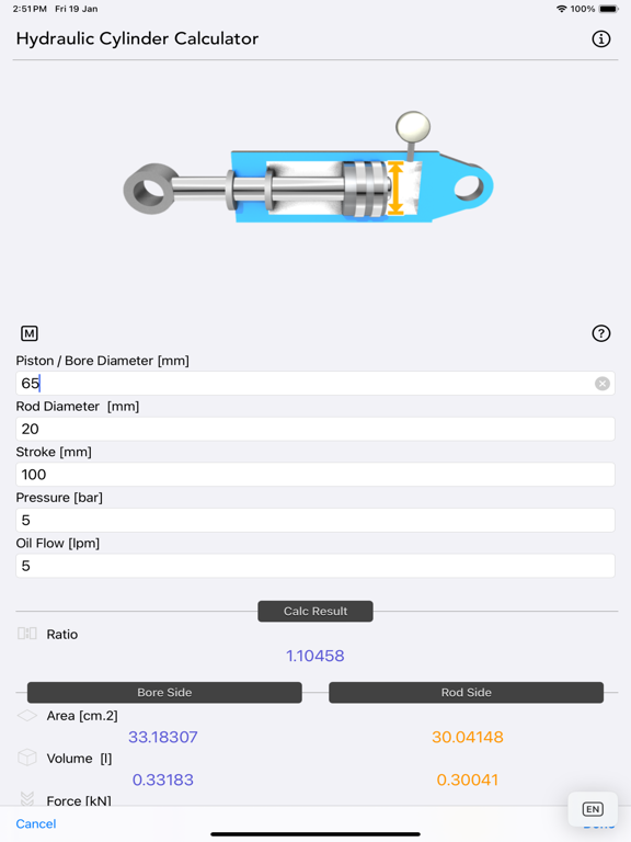 Hydraulic_Cylinder_Calc iPadOS App Screenshot 3