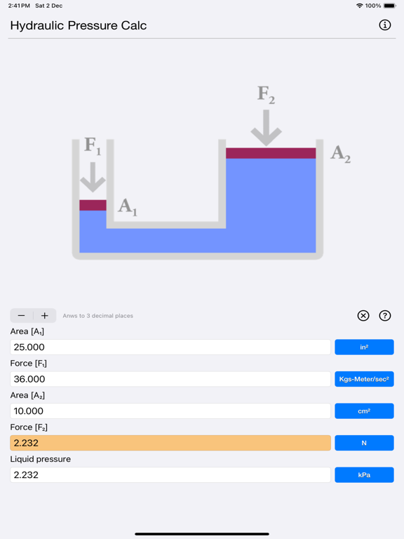 Hydraulic_Pressure_Calculator iPadOS App Screenshot 1
