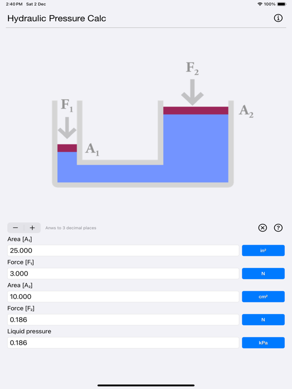 Hydraulic_Pressure_Calculator iPadOS App Screenshot 3