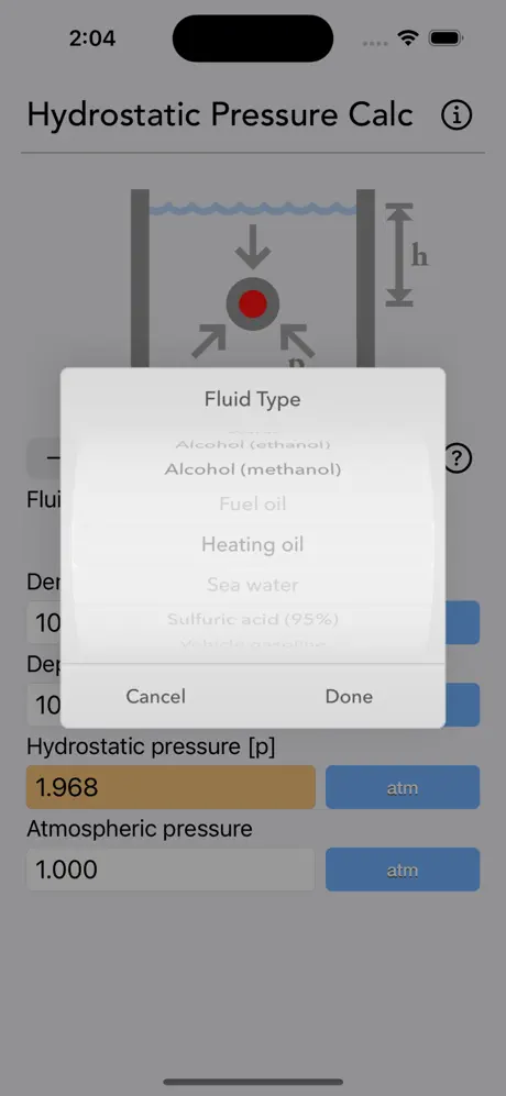 Hydrostatic_Pressure_Calc iOS App Screenshot 2