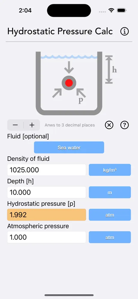 Hydrostatic_Pressure_Calc iOS App Screenshot 4