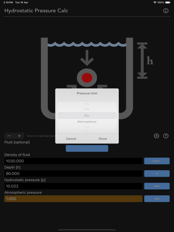 Hydrostatic_Pressure_Calc iPadOS App Screenshot 8