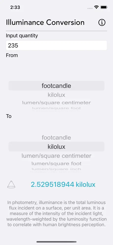 Illuminance_Conversion iOS App Screenshot 5