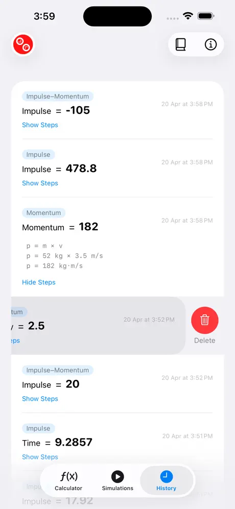 Impulse_and_Momentum_Calc iOS App Screenshot 6