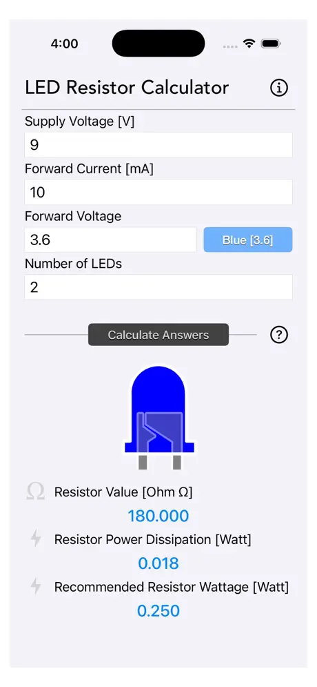 LED_Resistor_Calculator_Plus iOS App Screenshot 4