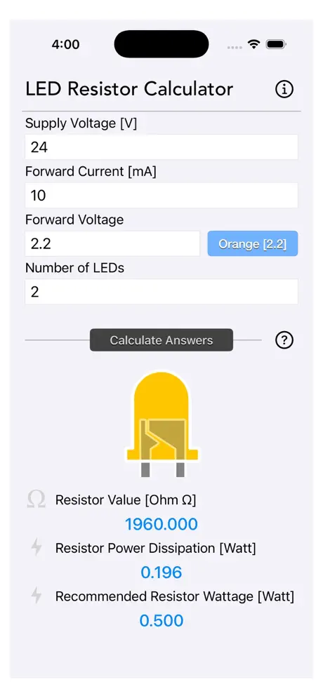 LED_Resistor_Calculator_Plus iOS App Screenshot 5