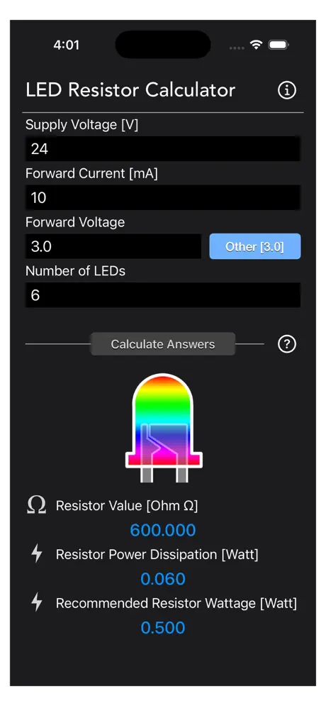 LED_Resistor_Calculator_Plus iOS App Screenshot 6