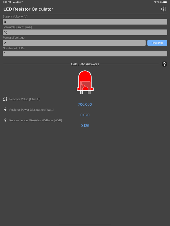 LED_Resistor_Calculator_Plus iPadOS App Screenshot 1