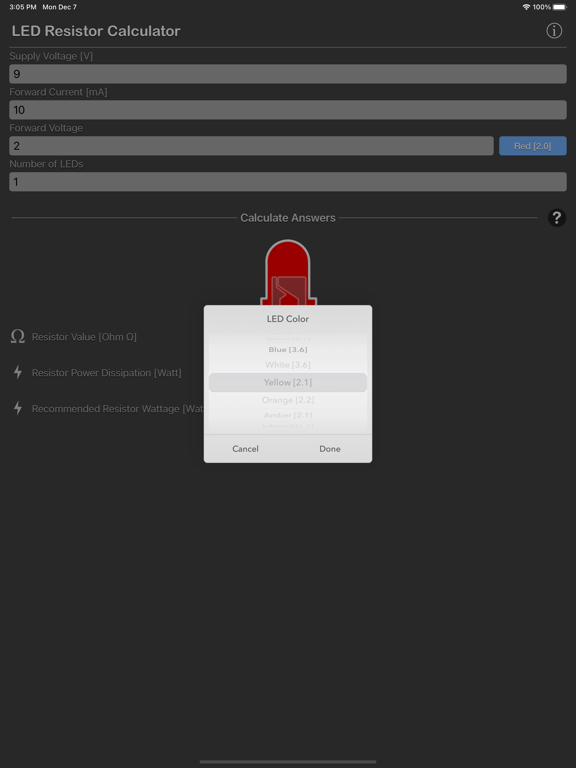 LED_Resistor_Calculator_Plus iPadOS App Screenshot 2