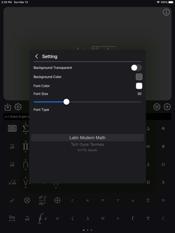 Latex_Equation_Editor iPadOS App Screenshot 2