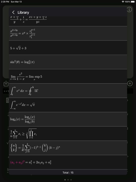Latex_Equation_Editor iPadOS App Screenshot 3