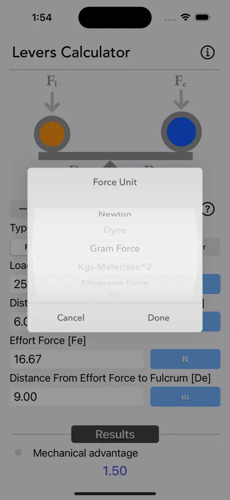 Levers_Calculator iOS App Screenshot 3
