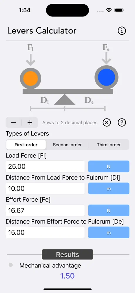 Levers_Calculator iOS App Screenshot 4