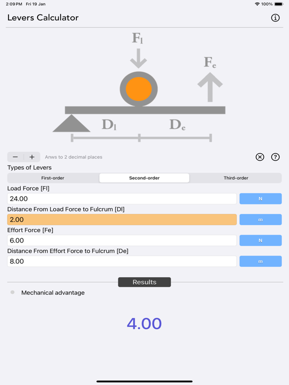 Levers_Calculator iPadOS App Screenshot 3