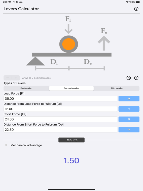 Levers_Calculator iPadOS App Screenshot 4