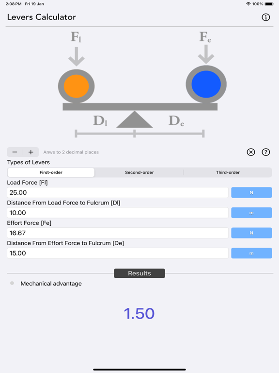 Levers_Calculator iPadOS App Screenshot 5