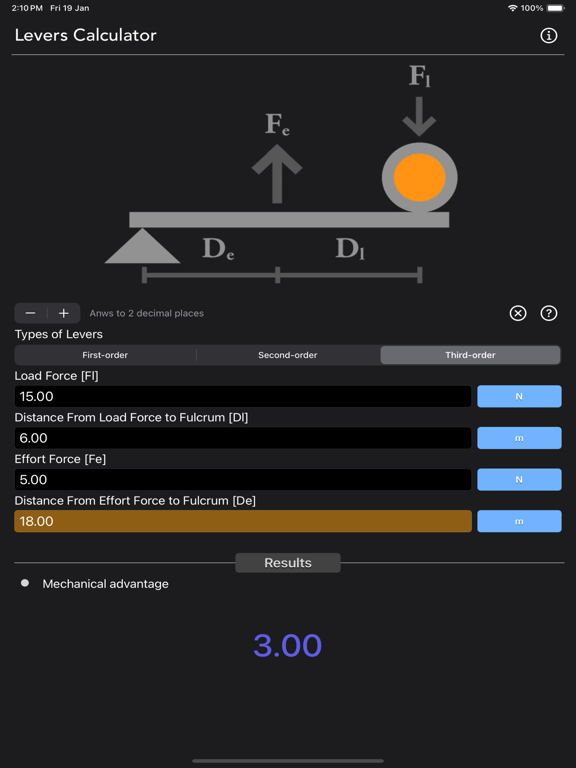 Levers_Calculator iPadOS App Screenshot 7