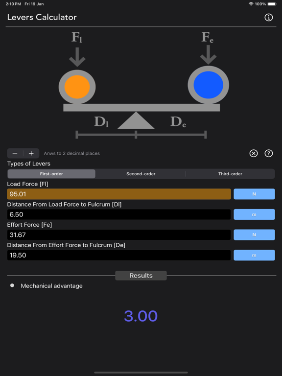 Levers_Calculator iPadOS App Screenshot 9