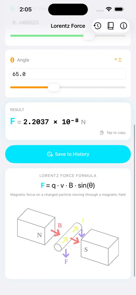 Lorentz_Force_Calculator iOS App Screenshot 2