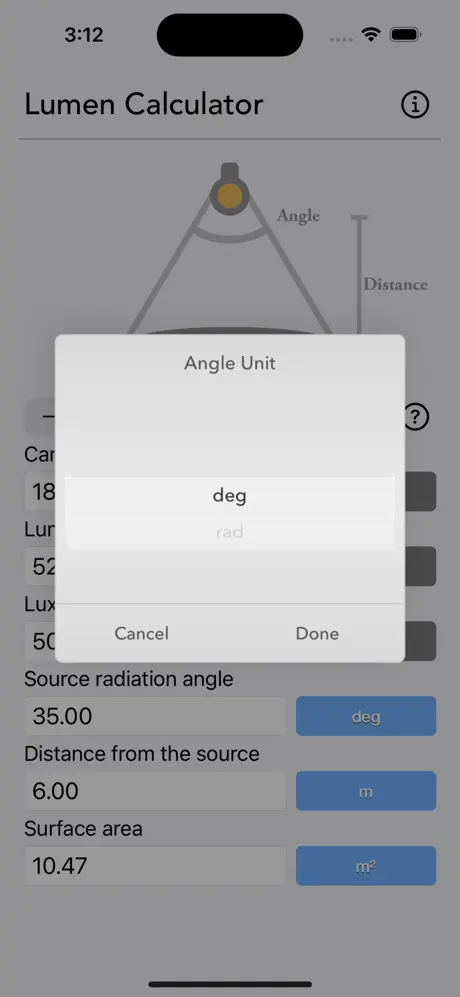 Lumen_Calculator iOS App Screenshot 2