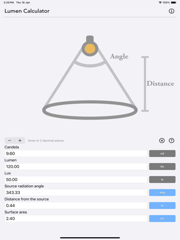 Lumen_Calculator iPadOS App Screenshot 4