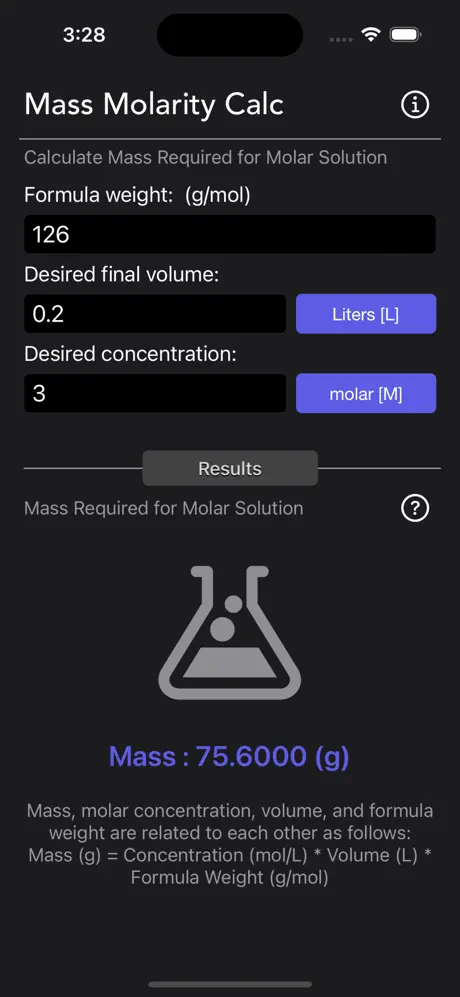 Mass_Molarity_Calculator iOS App Screenshot 6