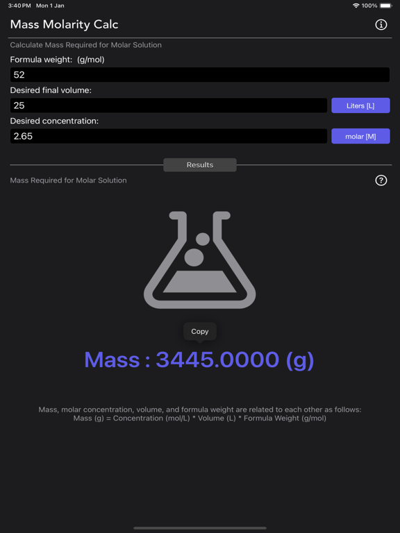 Mass_Molarity_Calculator iPadOS App Screenshot 8